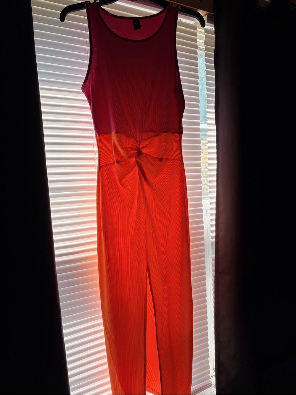 SHEIN Pink Ribbed Top with Orange Lining
